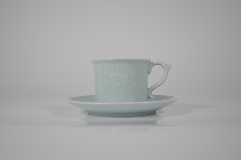 [京都・清水焼]青磁七宝コーヒーカップ