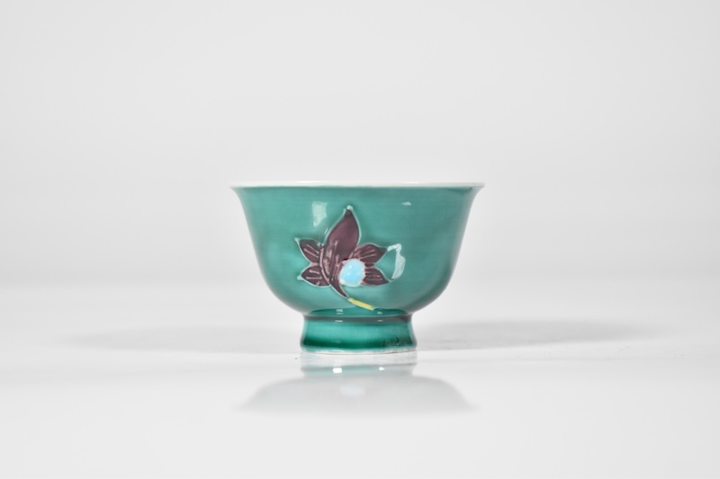 [京都・清水焼]青交趾蘭　煎茶碗